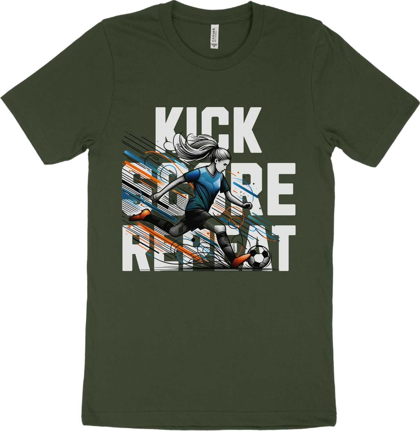 "Kick, Score, Repeat" T-shirt.