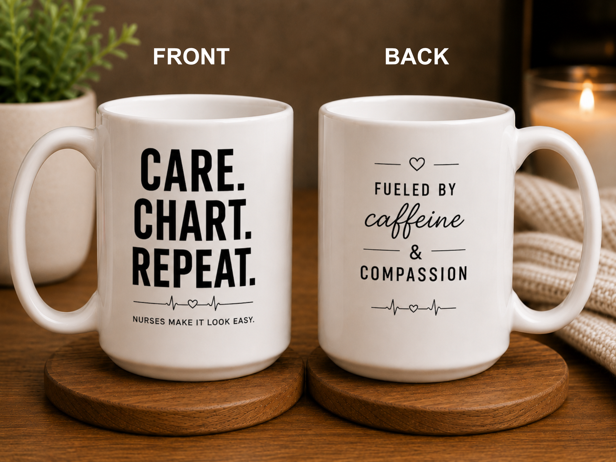 Care Chart Repeat Nurse Mug | 15oz Ceramic Coffee Mug | Nurse Gift