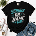 Scrubs On Game On Nurse T-Shirt | Comfort Colors Healthcare Worker Graphic Tee