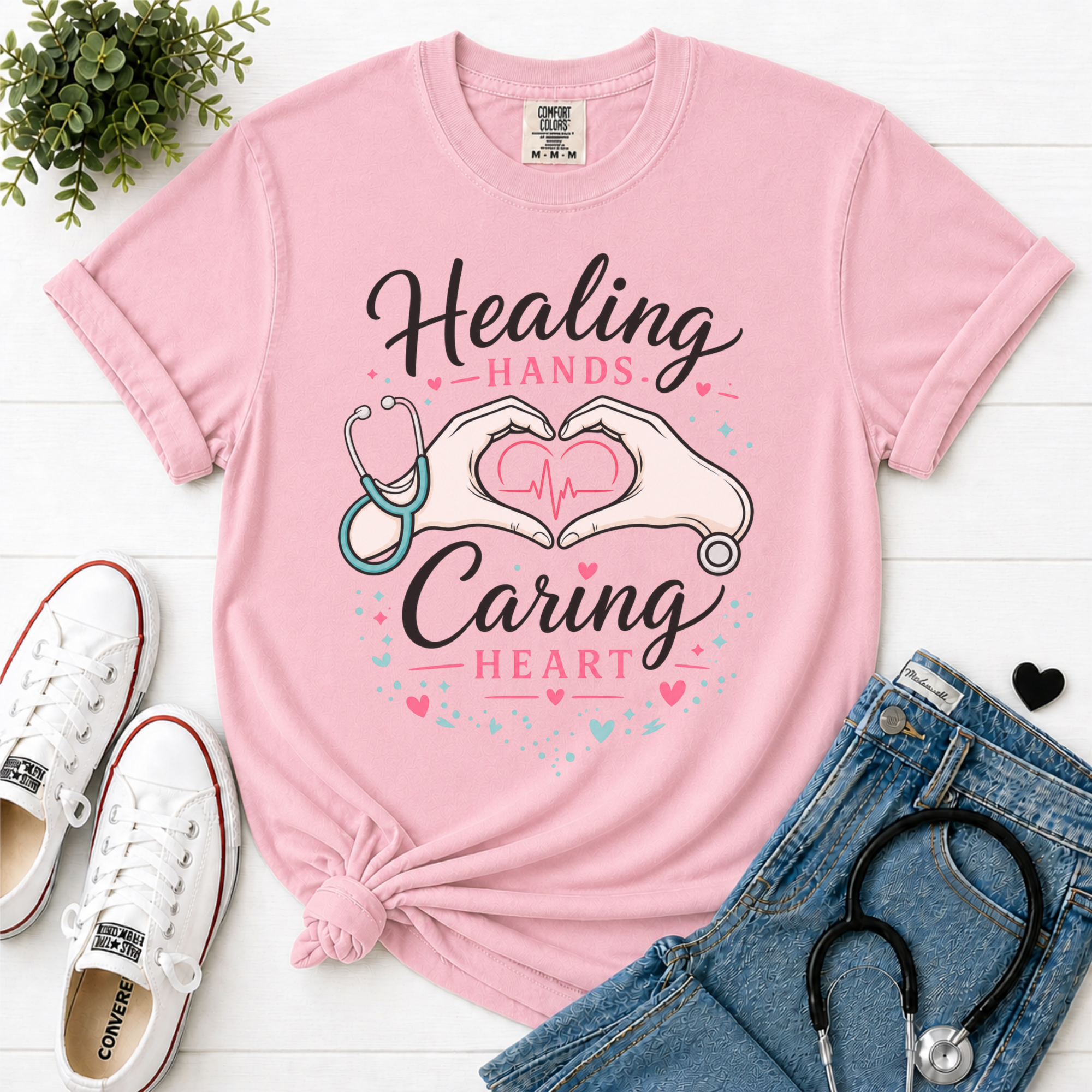 Healing Hands Caring Heart flatlay Blossom