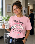 Healing Hands Caring Heart nurse tee Blossom
