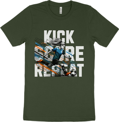 "Kick, Score, Repeat" T-shirt.