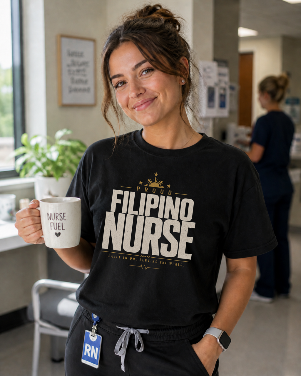 Proud Filipino Nurse t-shirt in Black - lifestyle photo
