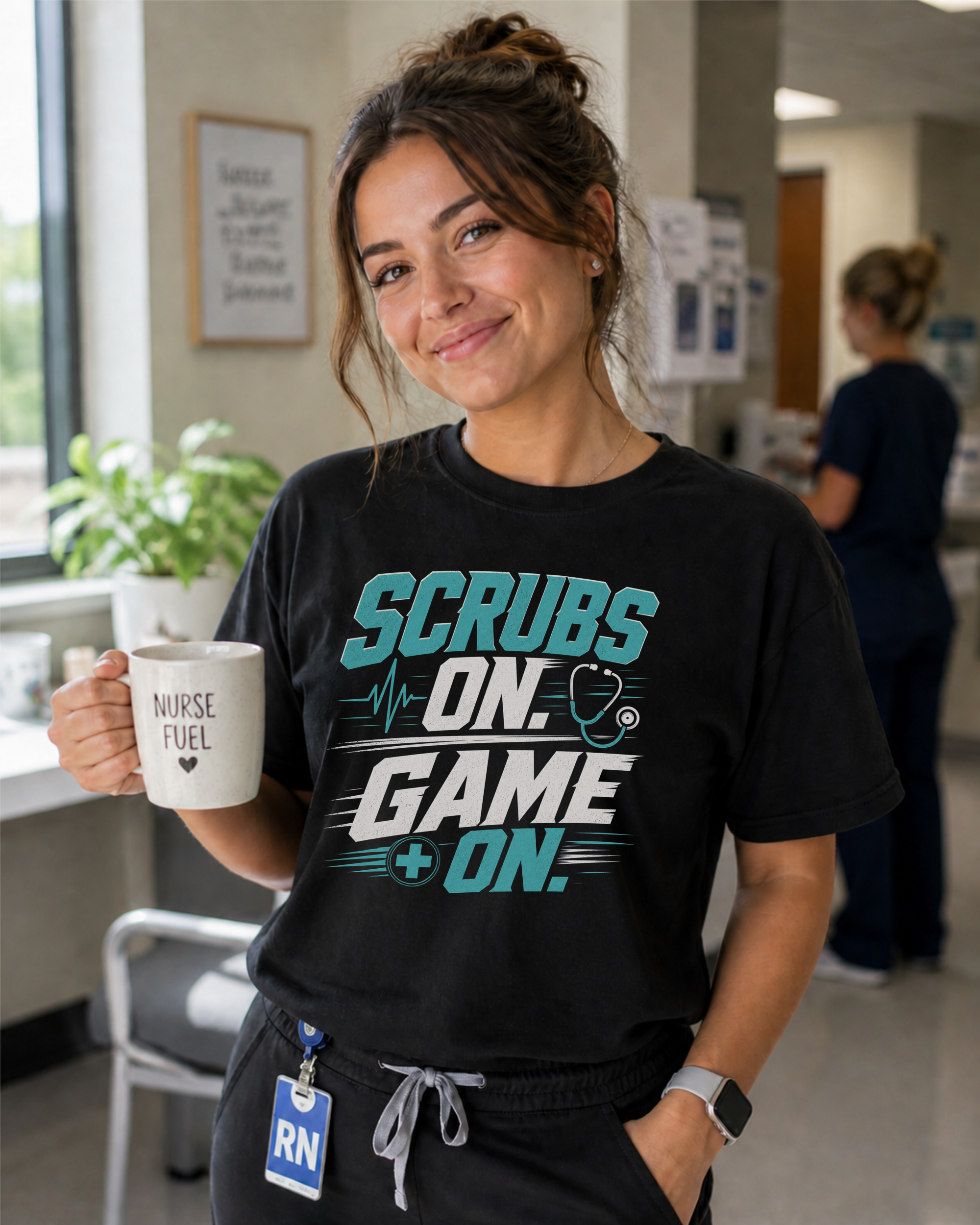Scrubs On Game On Nurse T-Shirt | Comfort Colors Healthcare Worker Graphic Tee