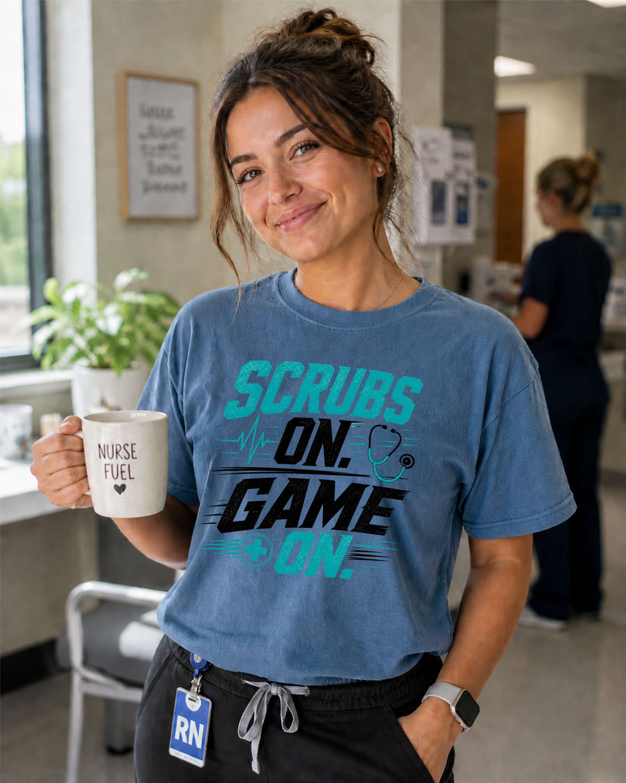 Scrubs On Game On Nurse T-Shirt | Comfort Colors Healthcare Worker Graphic Tee