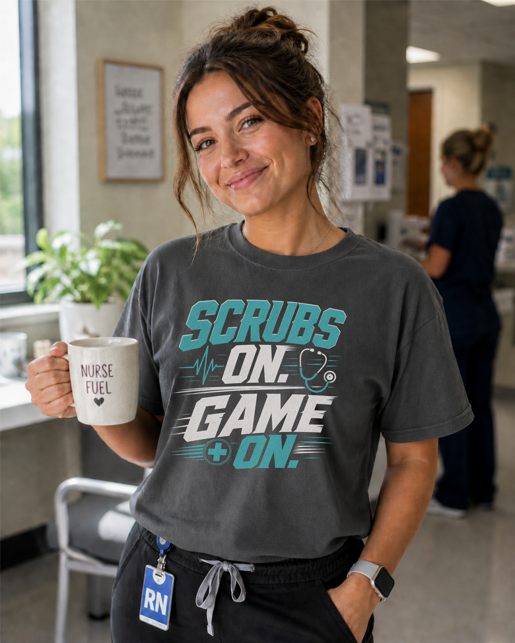 Scrubs On Game On Nurse T-Shirt | Comfort Colors Healthcare Worker Graphic Tee