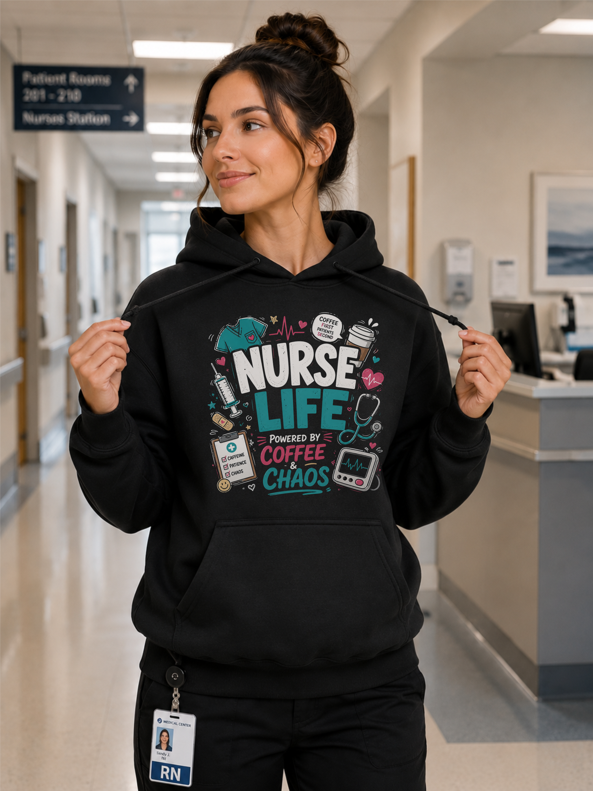 Nurse Life Hoodie in Black