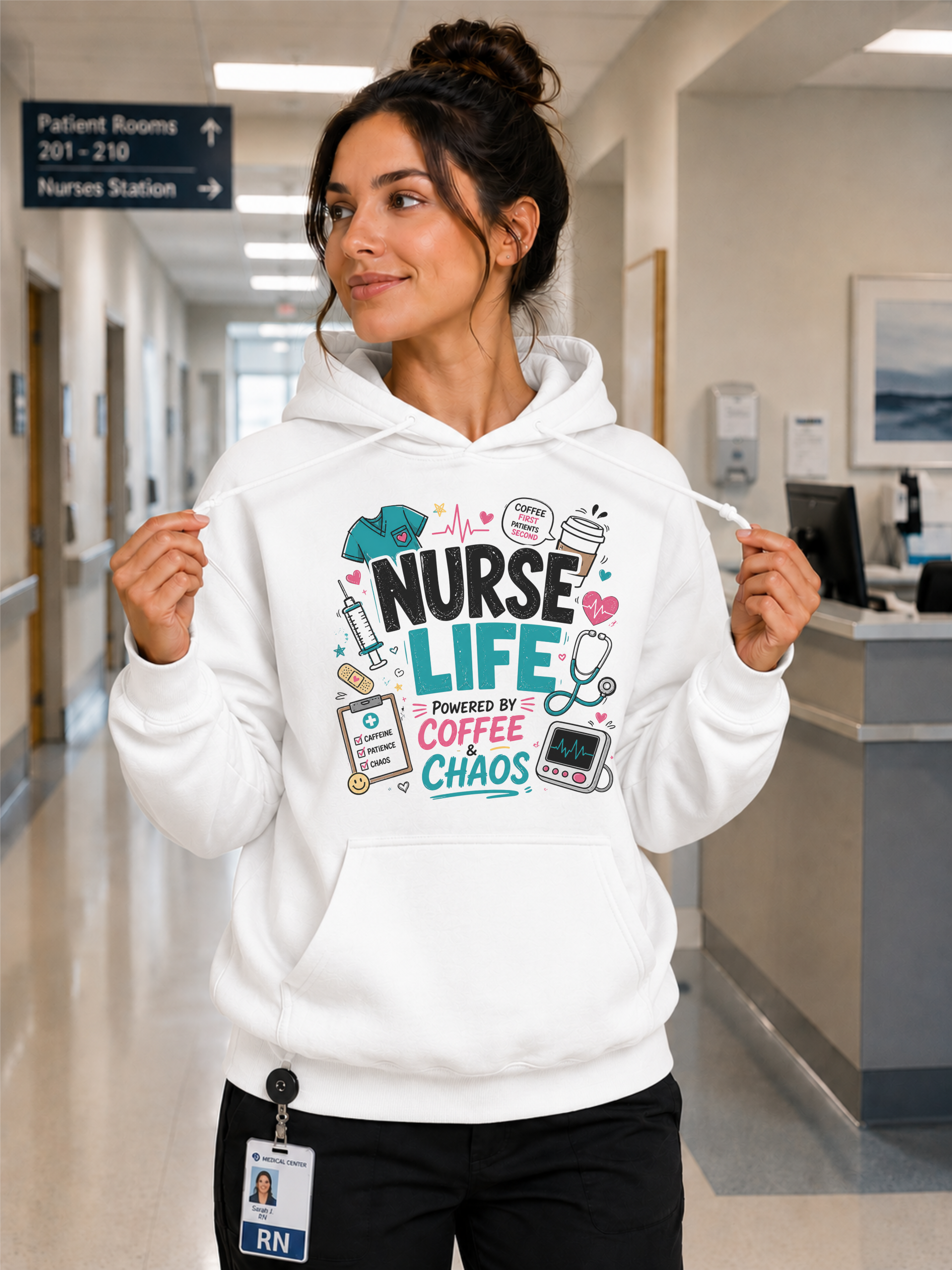 Nurse Life Hoodie in White