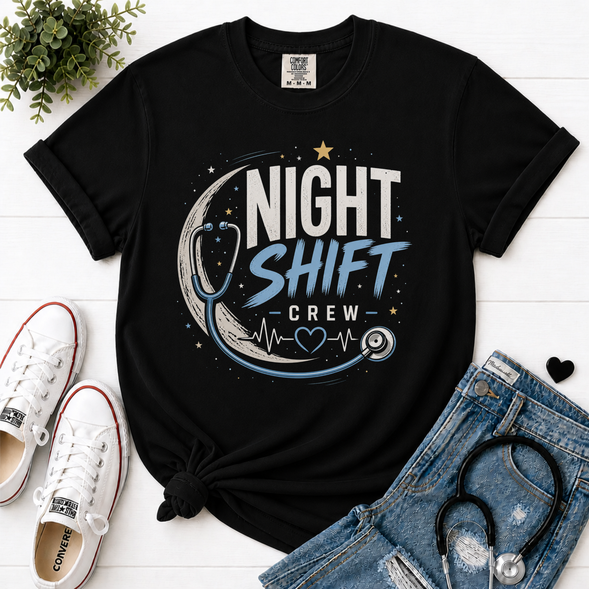 Night Shift Crew flatlay Blueberry