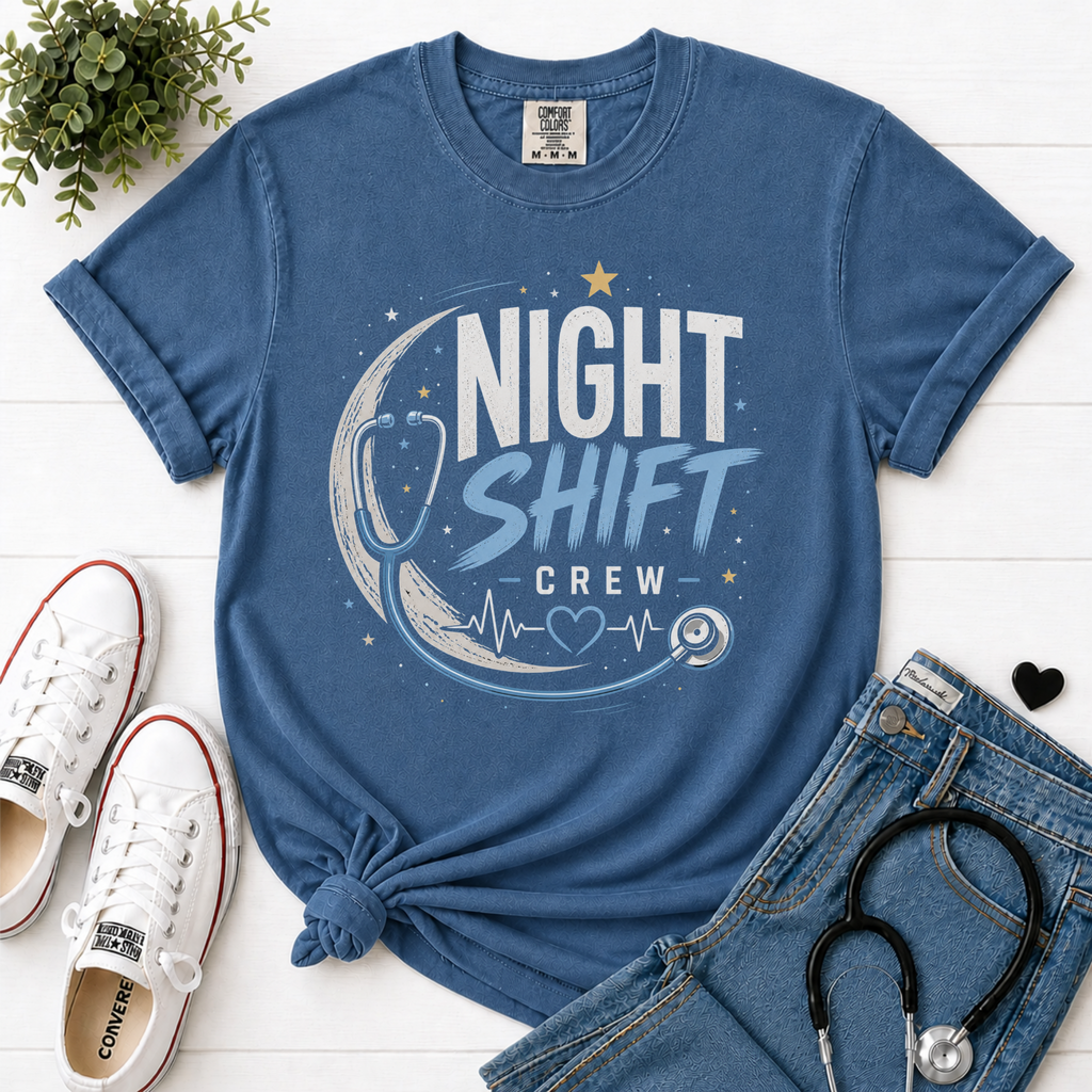 Night Shift Crew flatlay Blue Jean