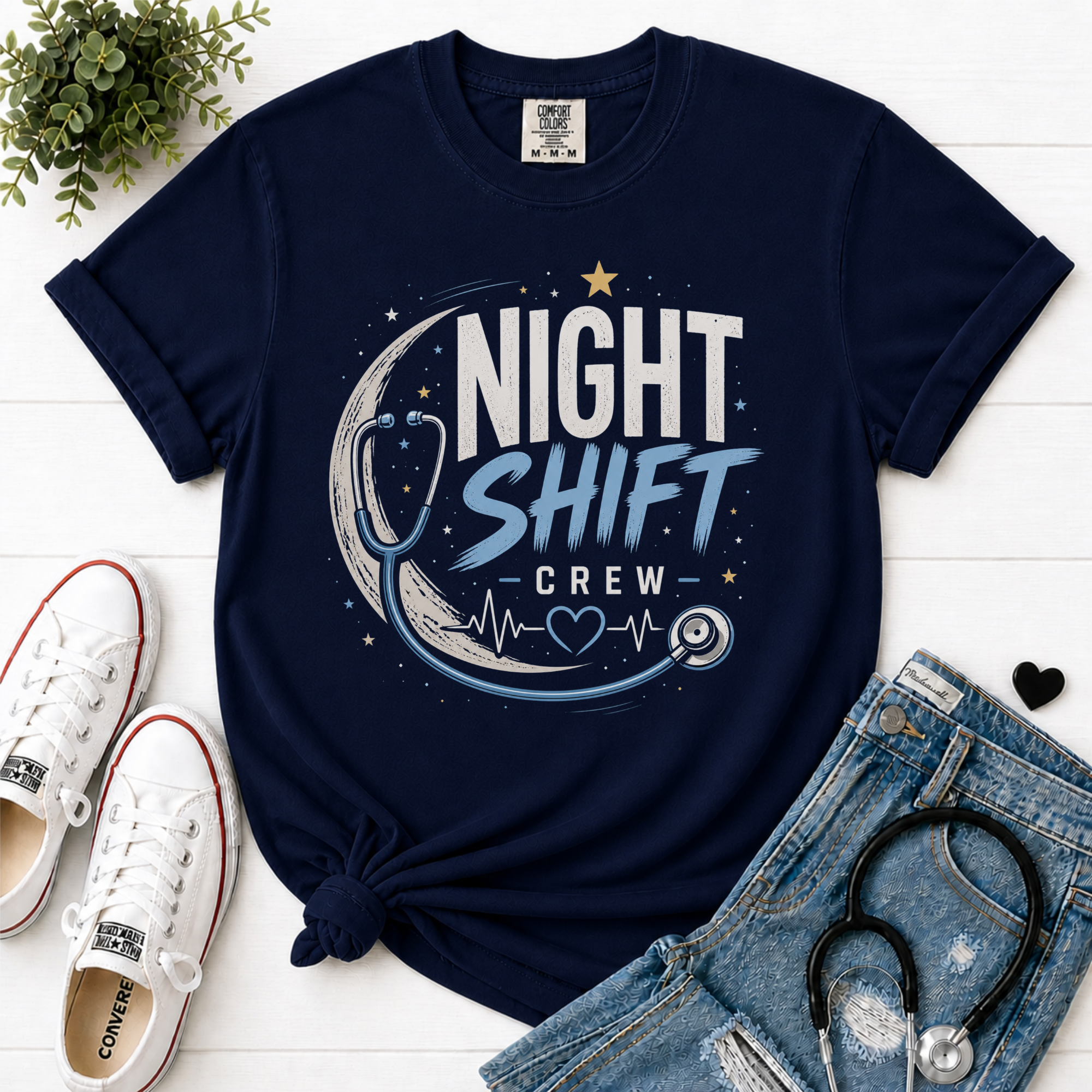 Night Shift Crew flatlay Navy
