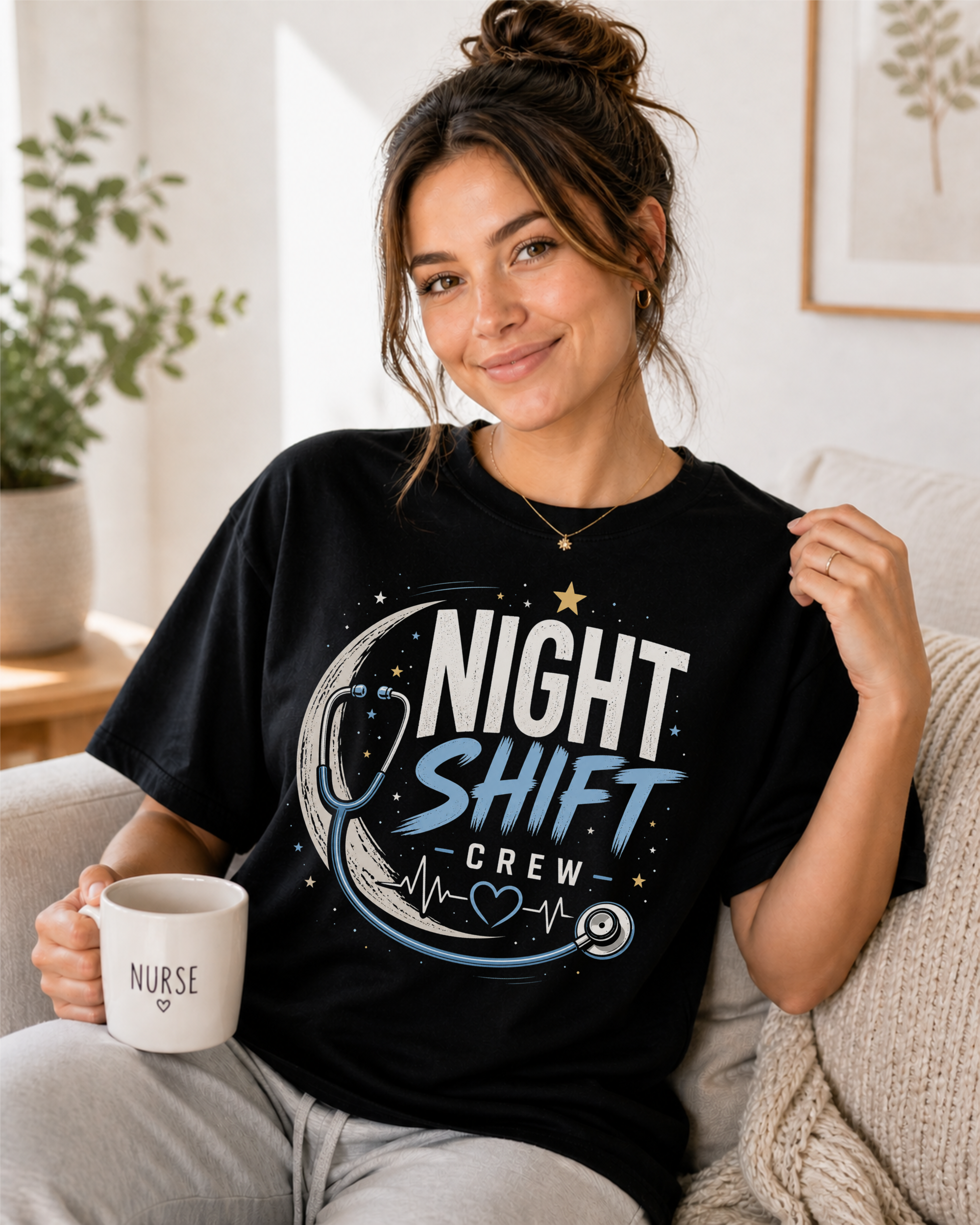 Night Shift Crew nurse tee Blueberry