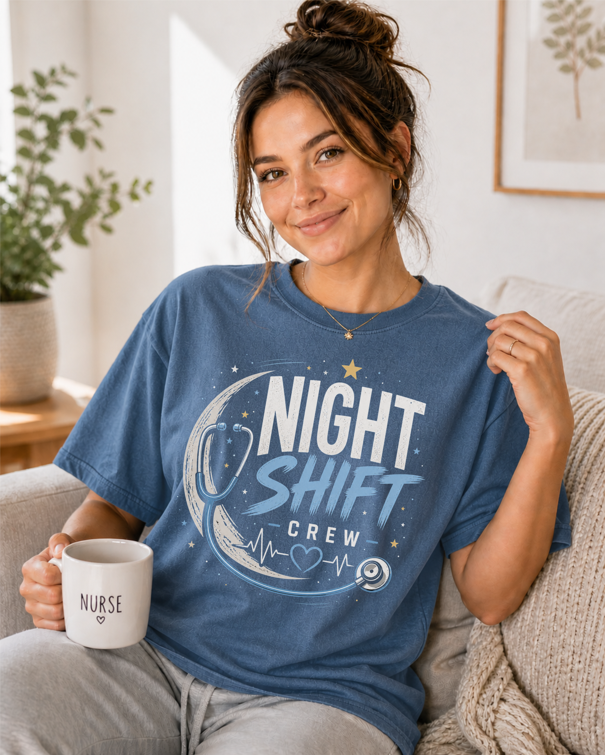 Night Shift Crew nurse tee Blue Jean