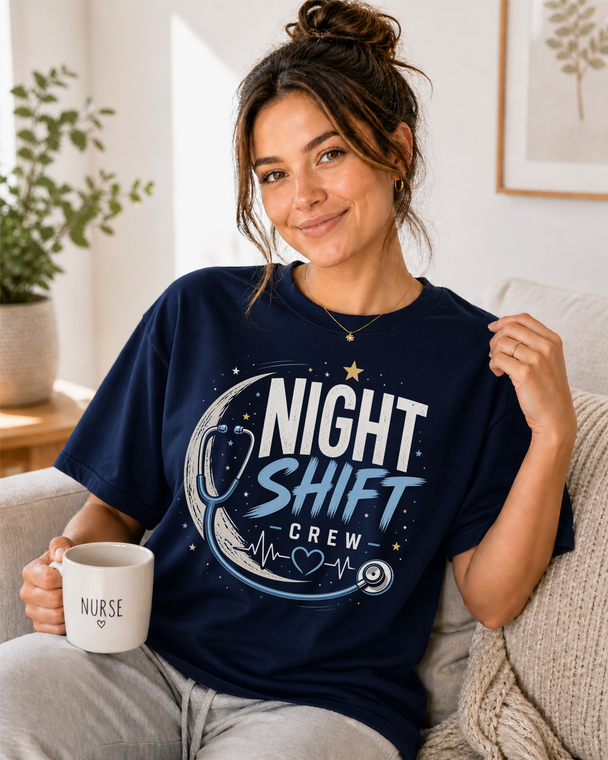 Night Shift Crew nurse tee Navy