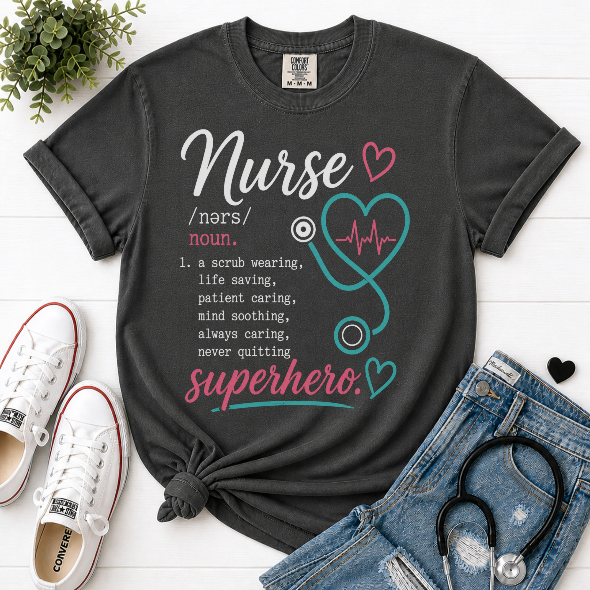 Nurse Superhero flatlay Pepper