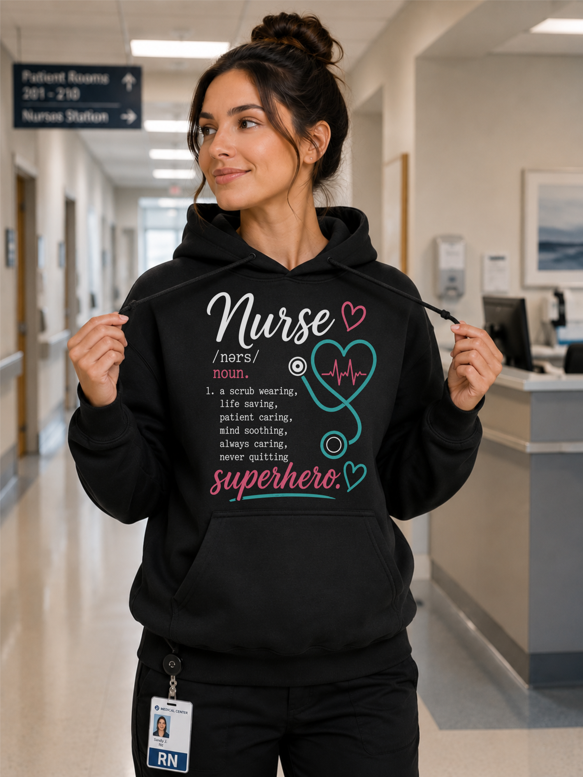 Nurse Superhero Hoodie in Black