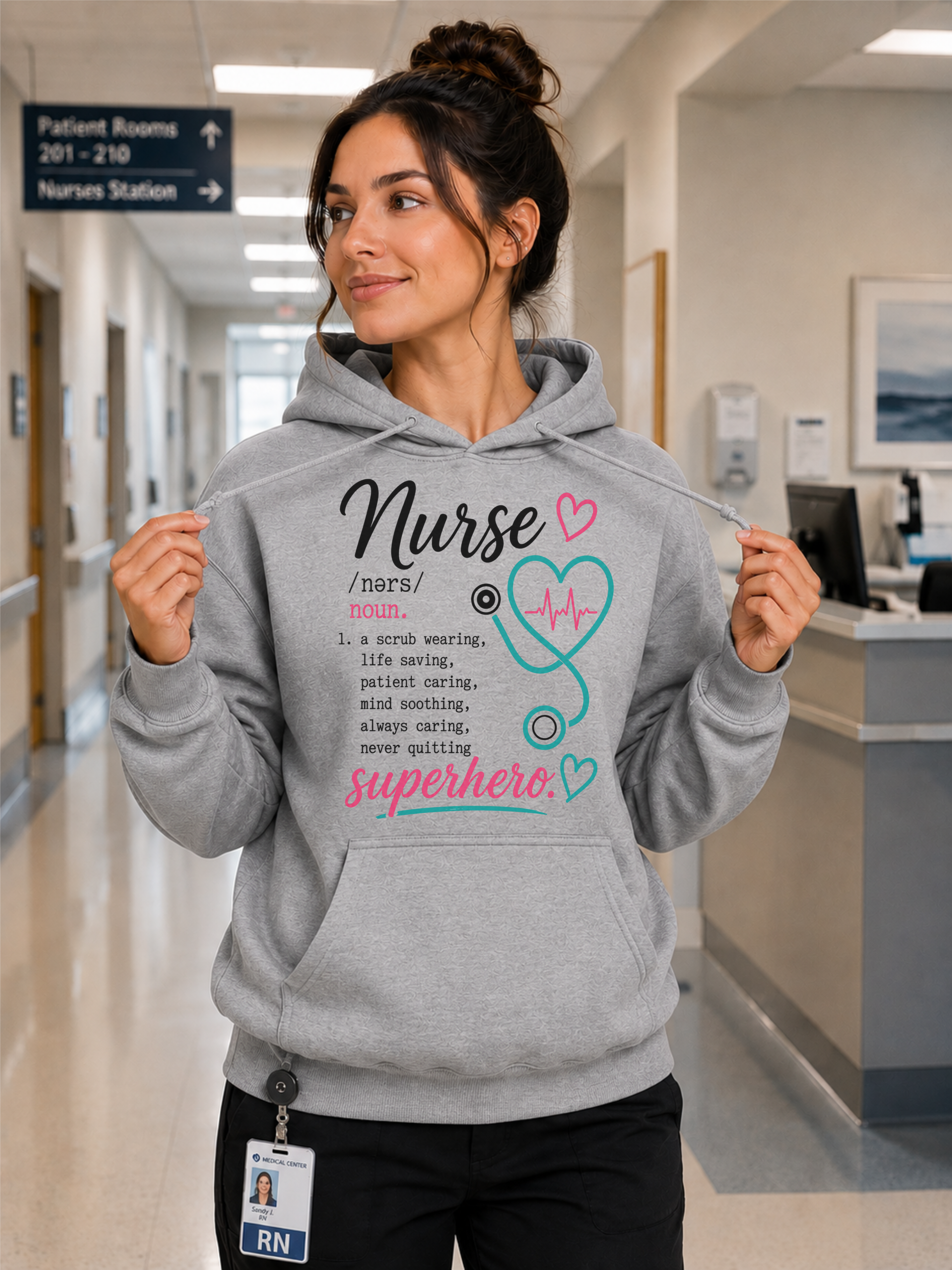 Nurse Superhero Hoodie in Gray