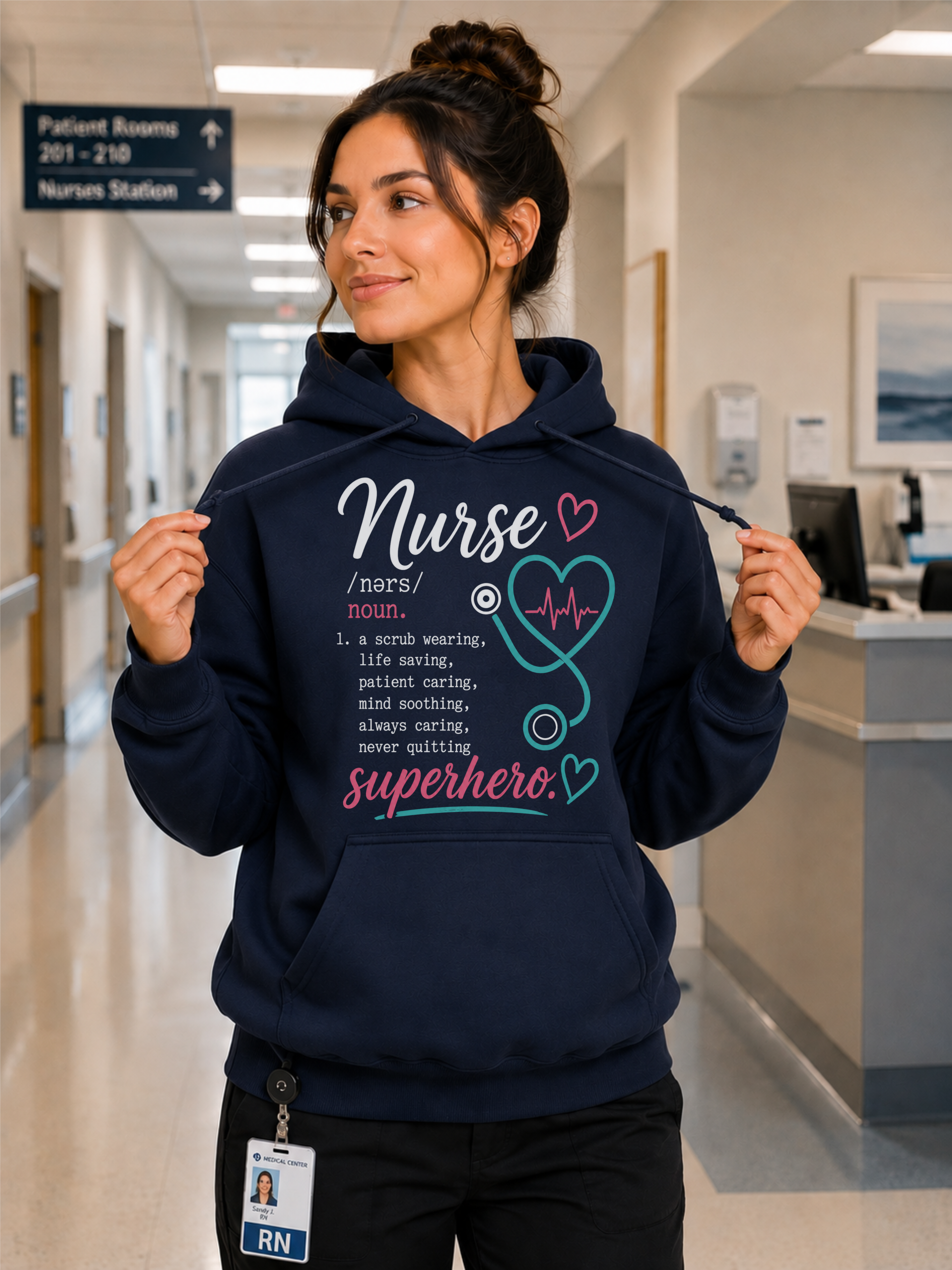 Nurse Superhero Hoodie in Navy