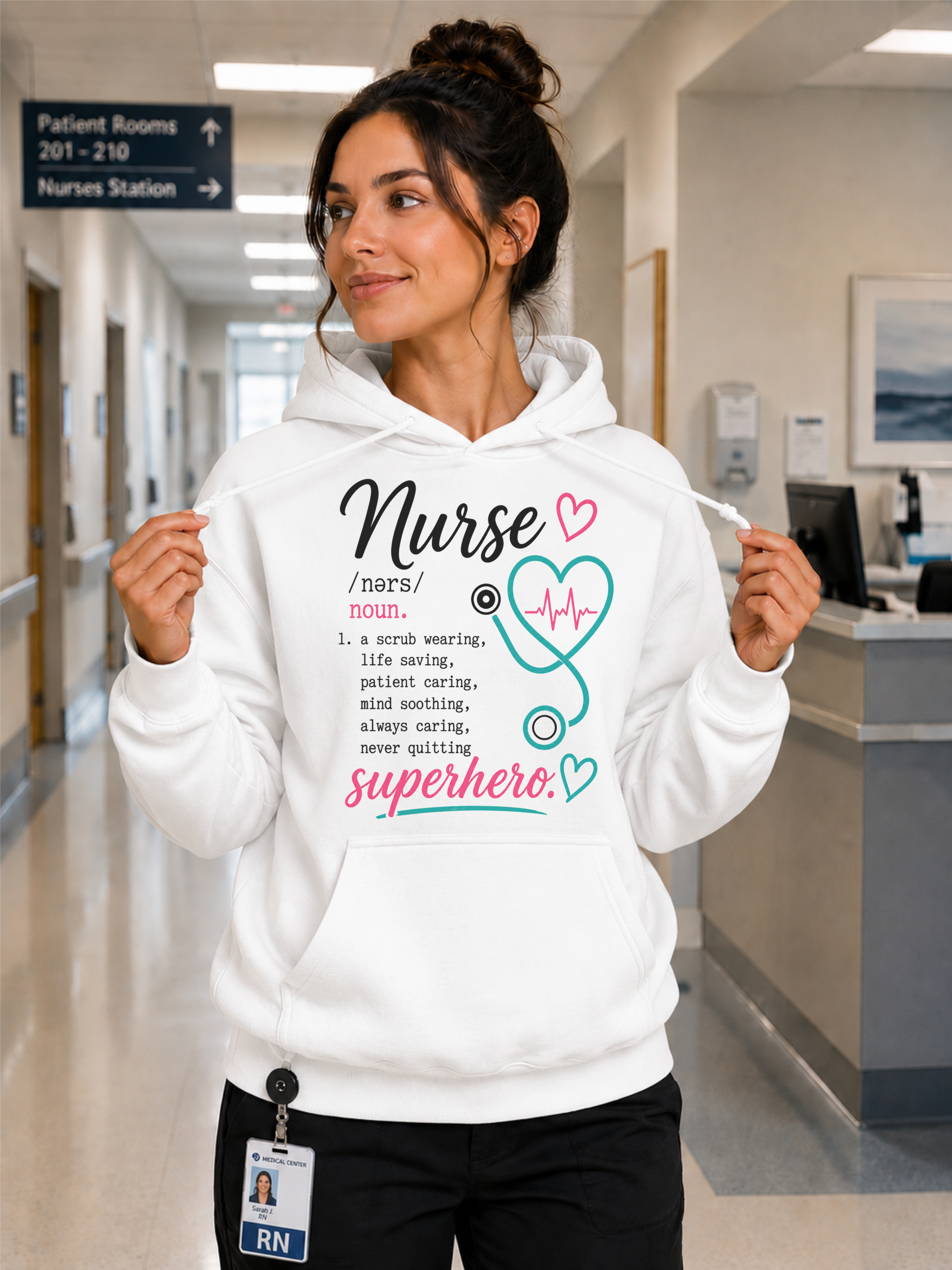 Nurse Superhero Hoodie in White