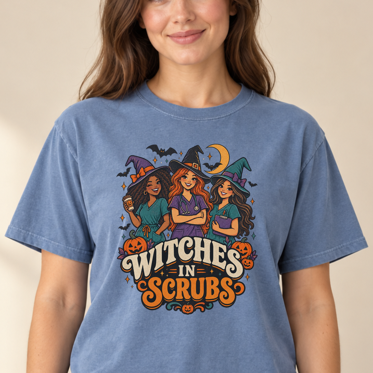 Witches in Scrubs nurse tee Blue Jean