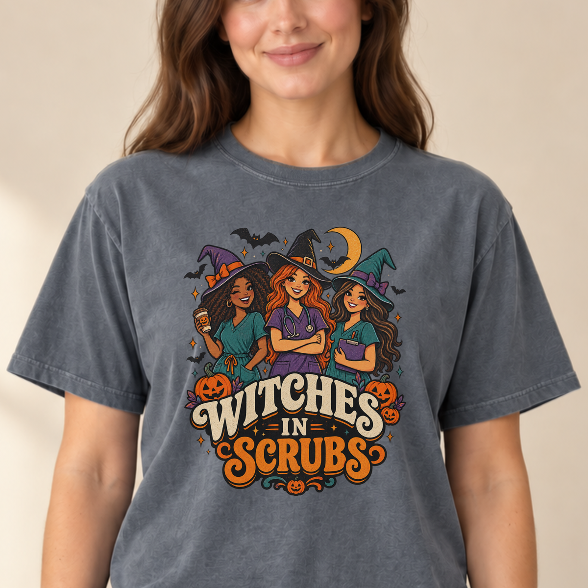 Witches in Scrubs nurse tee Pepper