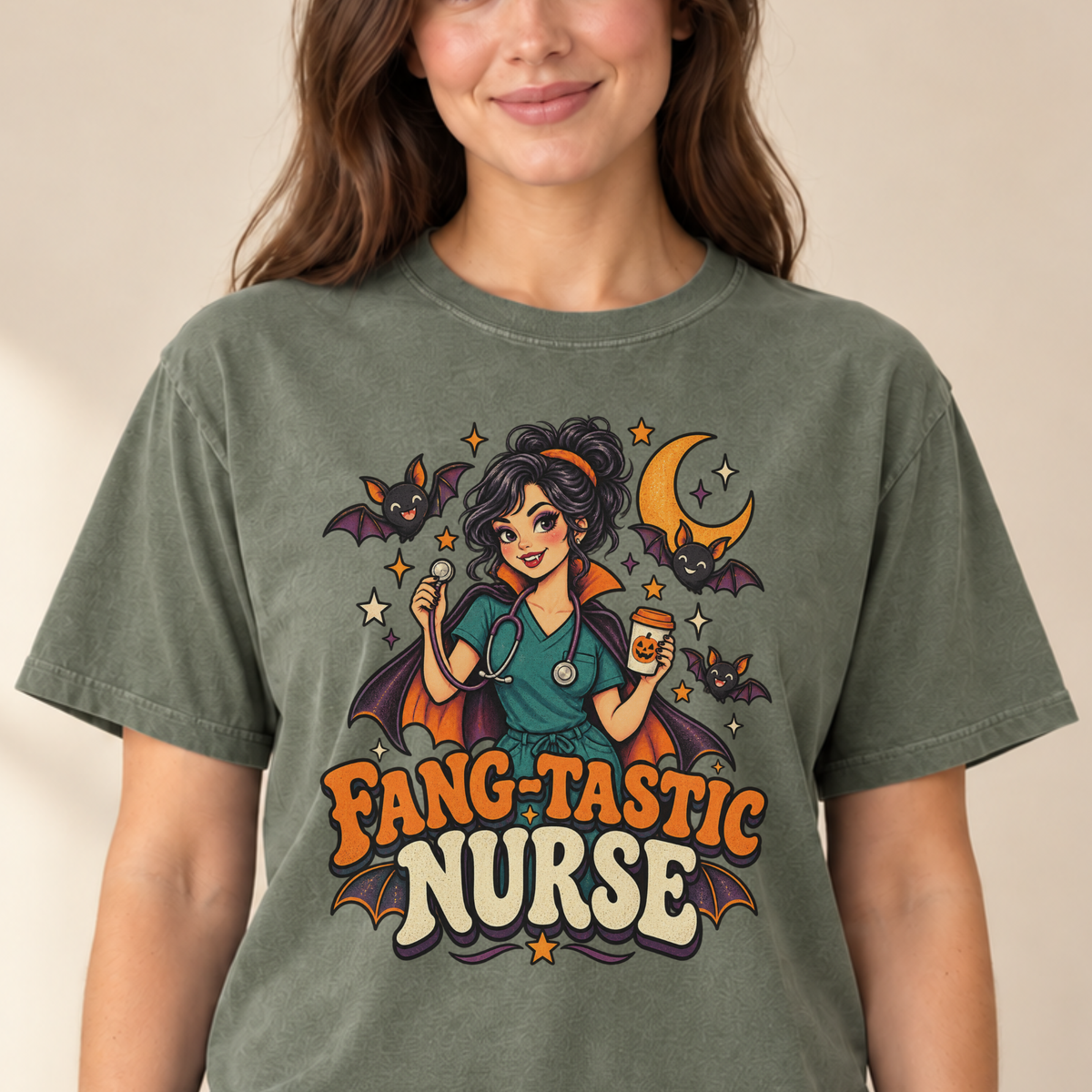 Fang-Tastic Nurse tee Moss