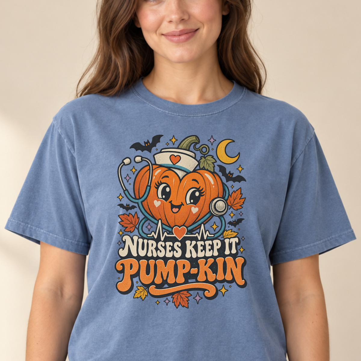 Nurses Keep It Pump-Kin tee Blue Jean