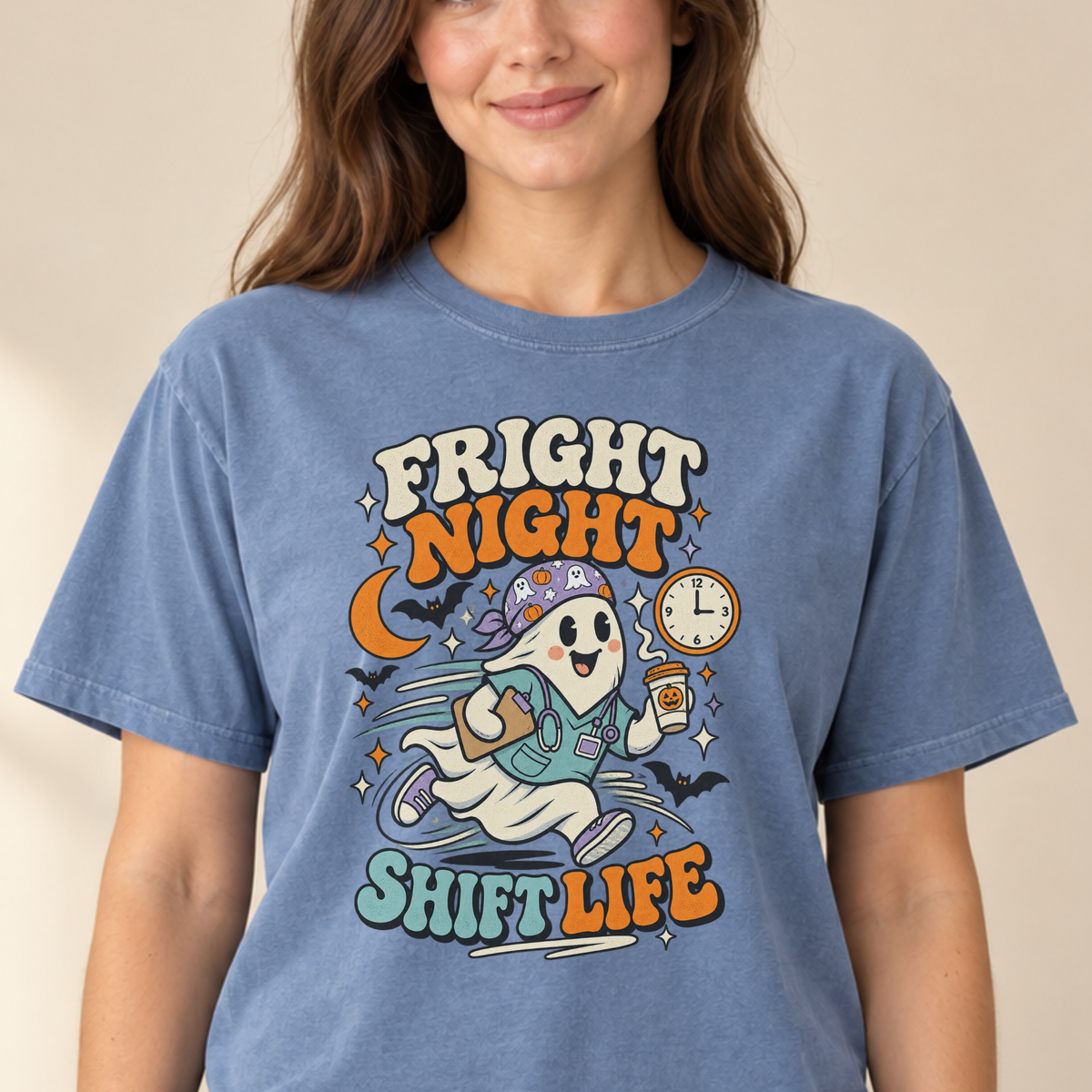Fright Night Shift Life tee Blue Jean