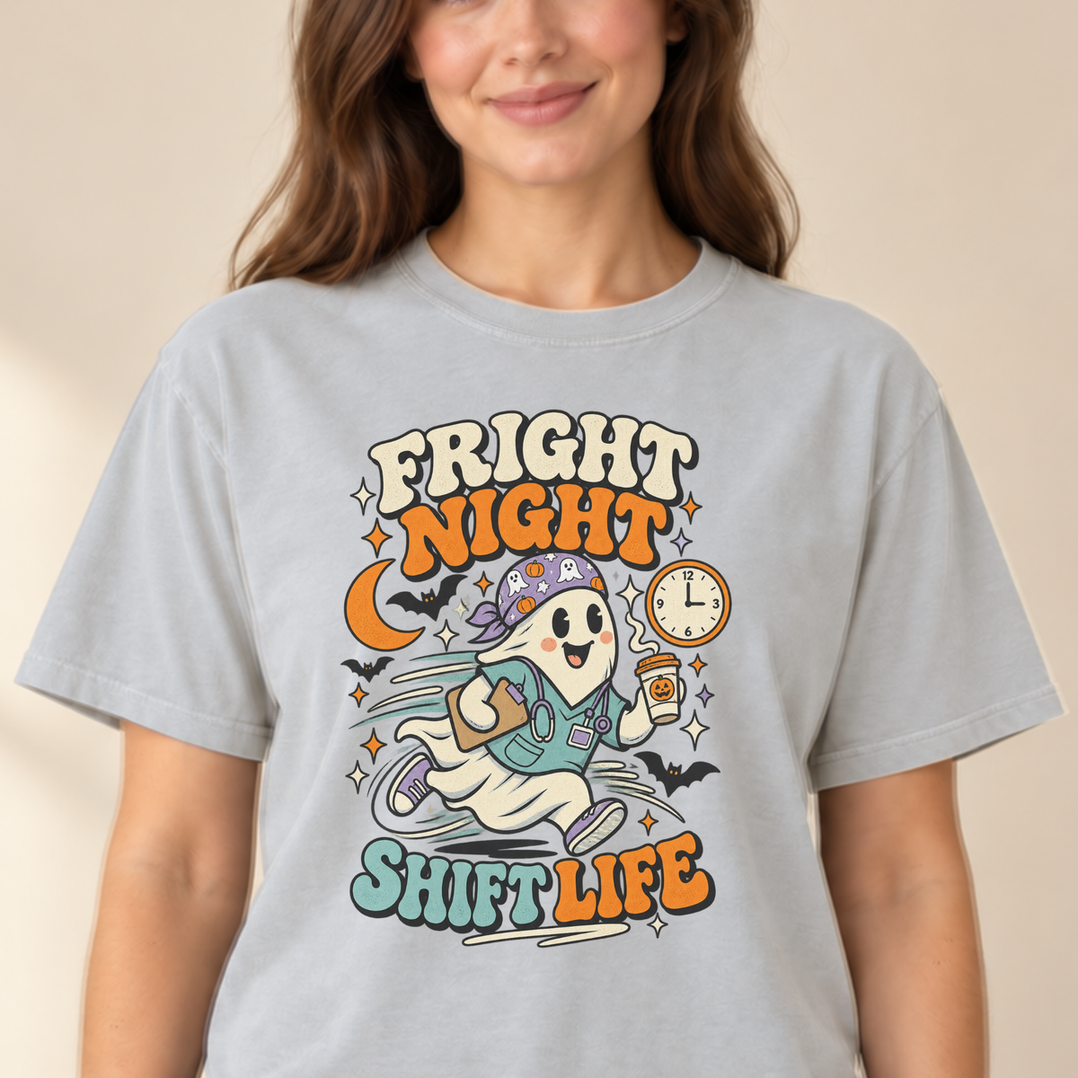 Fright Night Shift Life tee Ivory