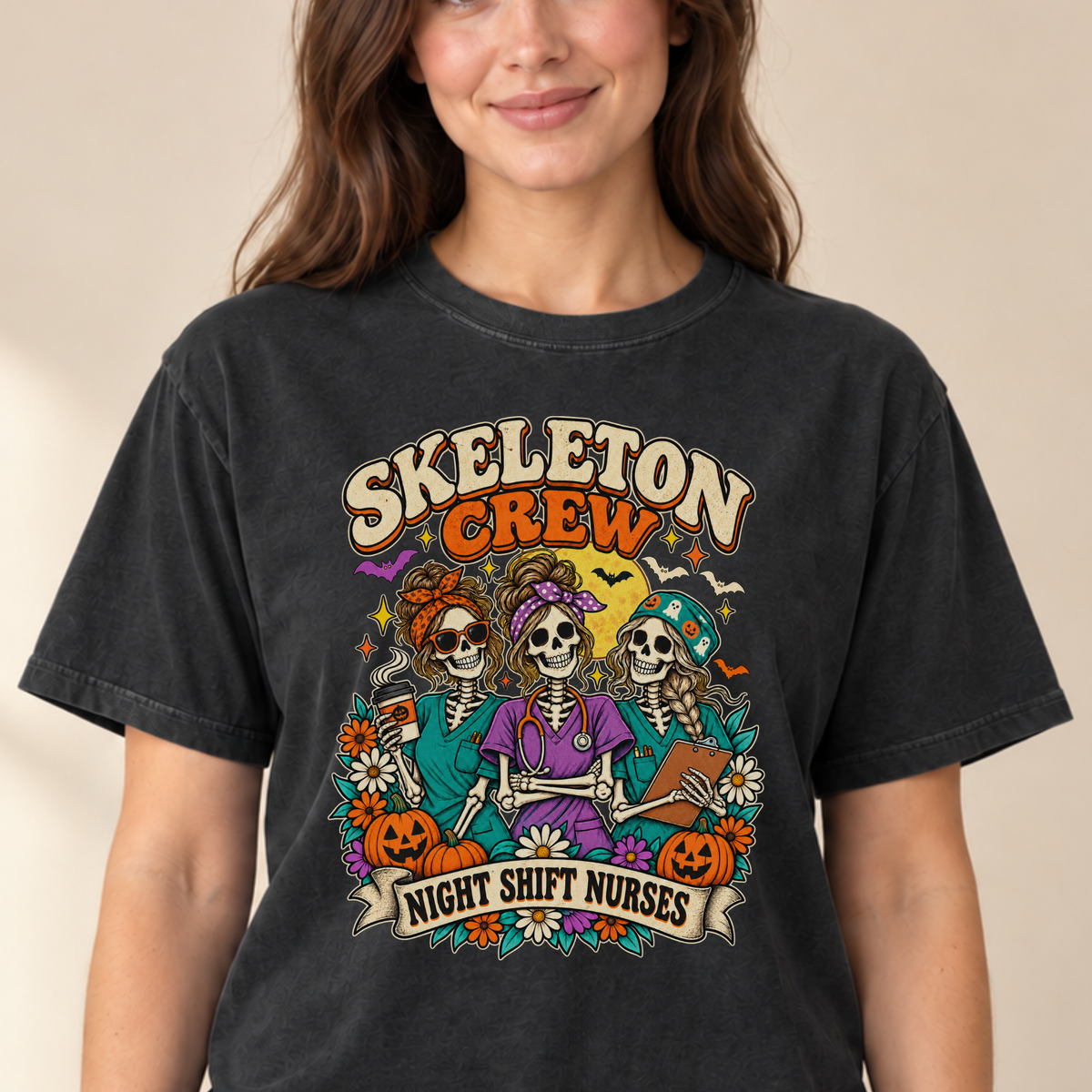 Skeleton Crew Night Shift tee Black