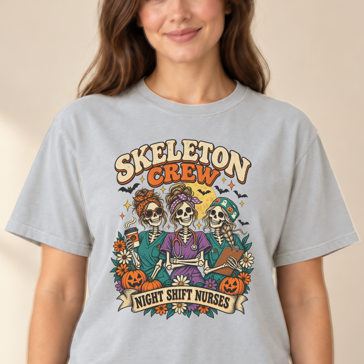 Skeleton Crew Night Shift tee Ivory