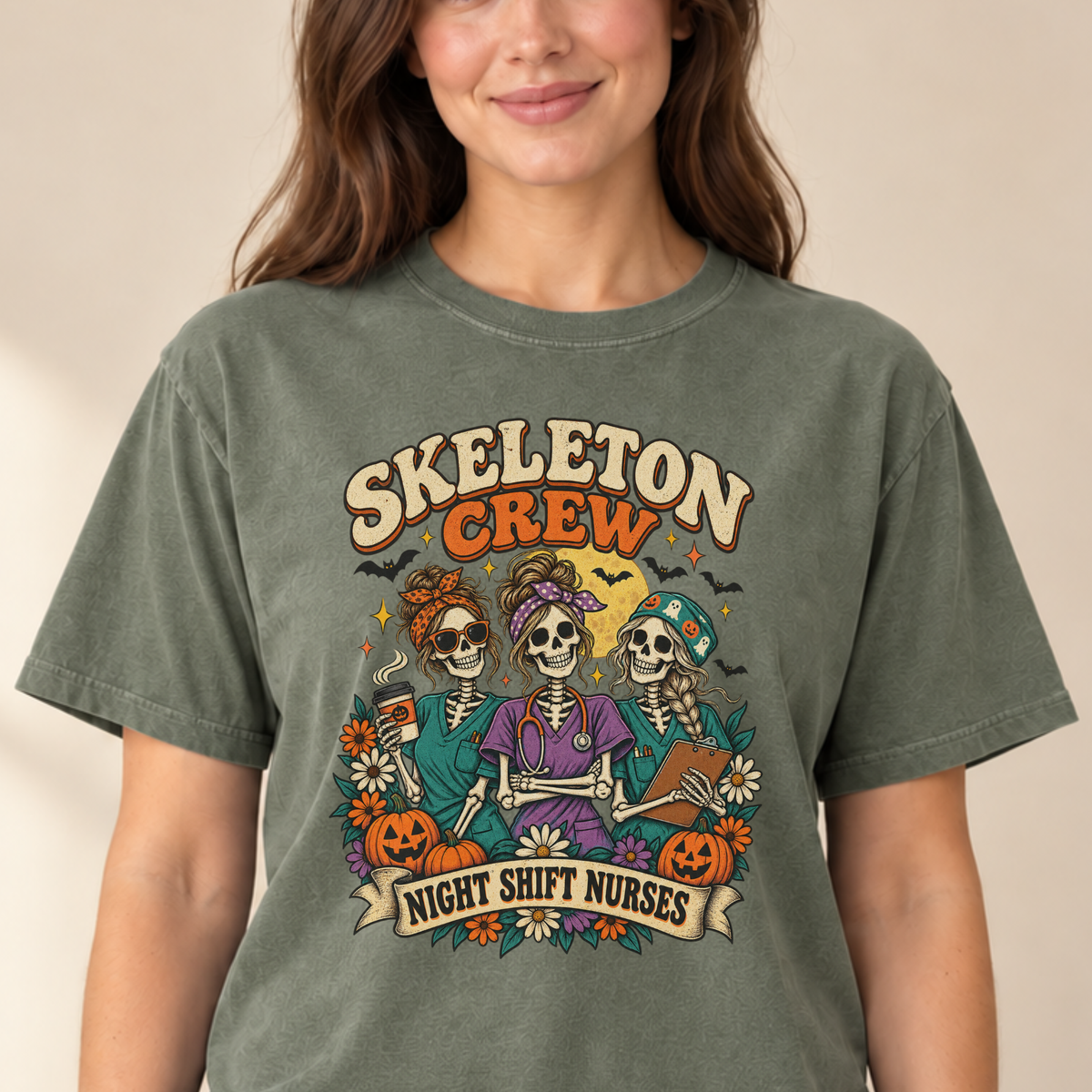 Skeleton Crew Night Shift tee Moss