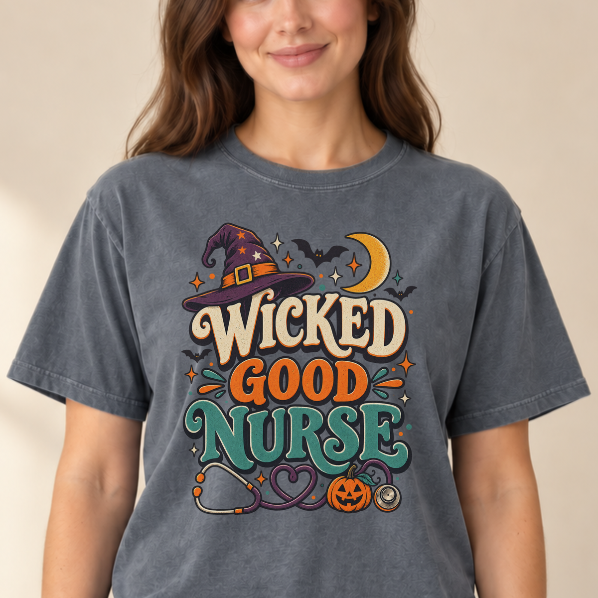 Wicked Good Nurse tee Pepper