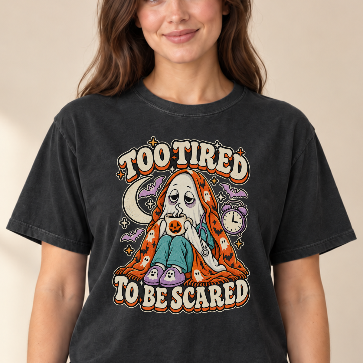 Too Tired To Be Scared tee Black