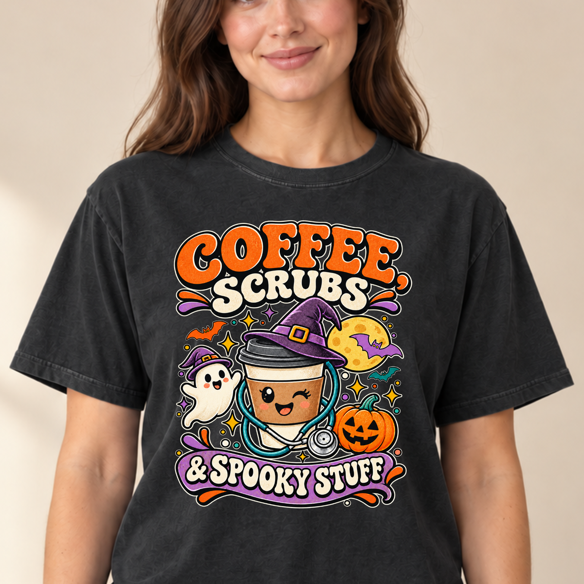 Coffee Scrubs and Spooky Stuff tee Black
