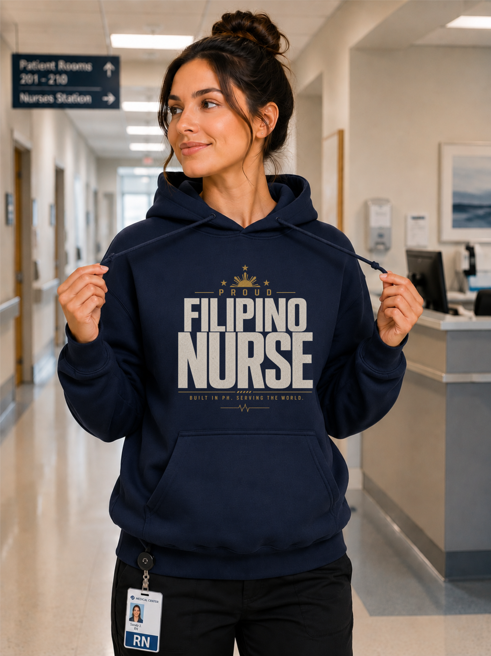 Proud Filipino Nurse Hoodie in Navy