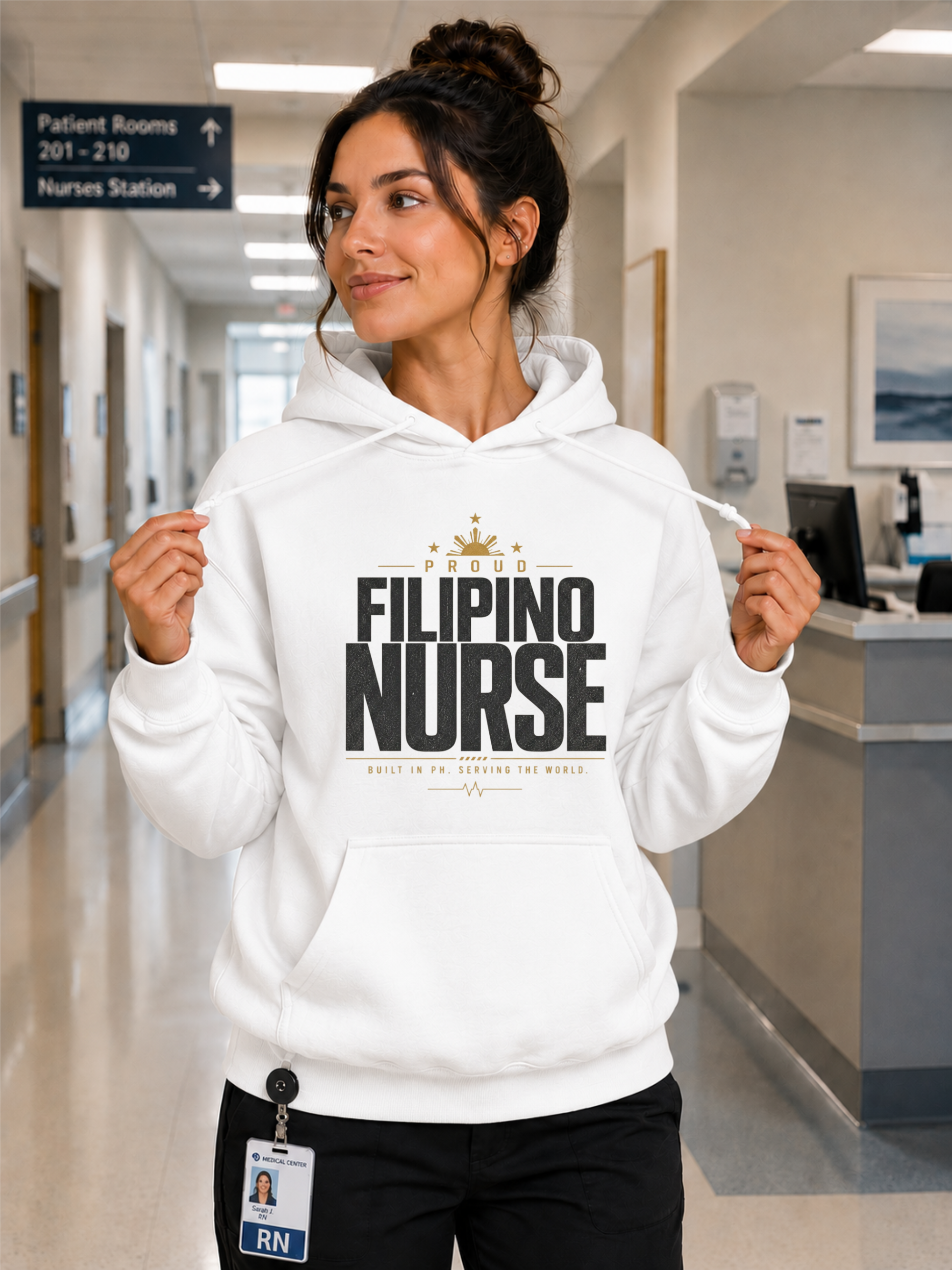 Proud Filipino Nurse Hoodie in White