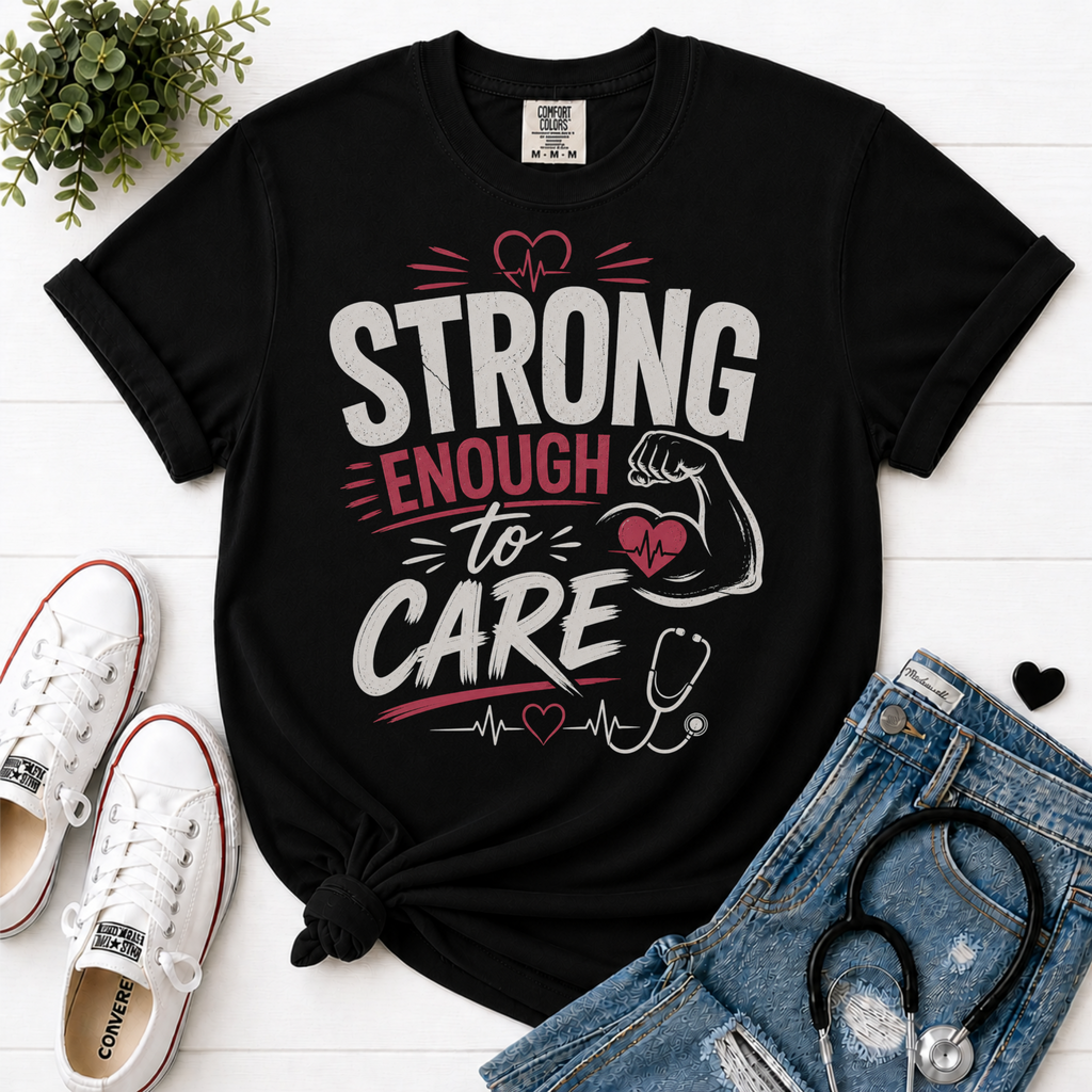 Strong Enough to Care flatlay Black