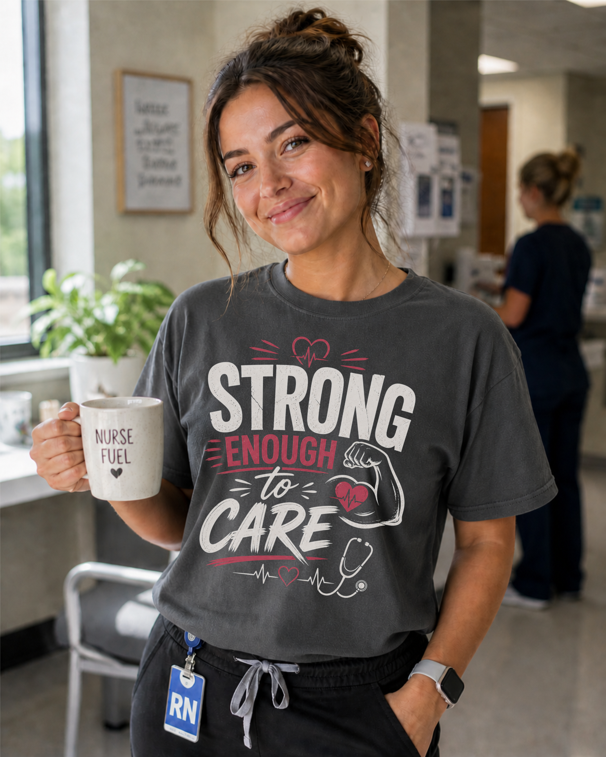 Strong Enough to Care nurse tee Pepper
