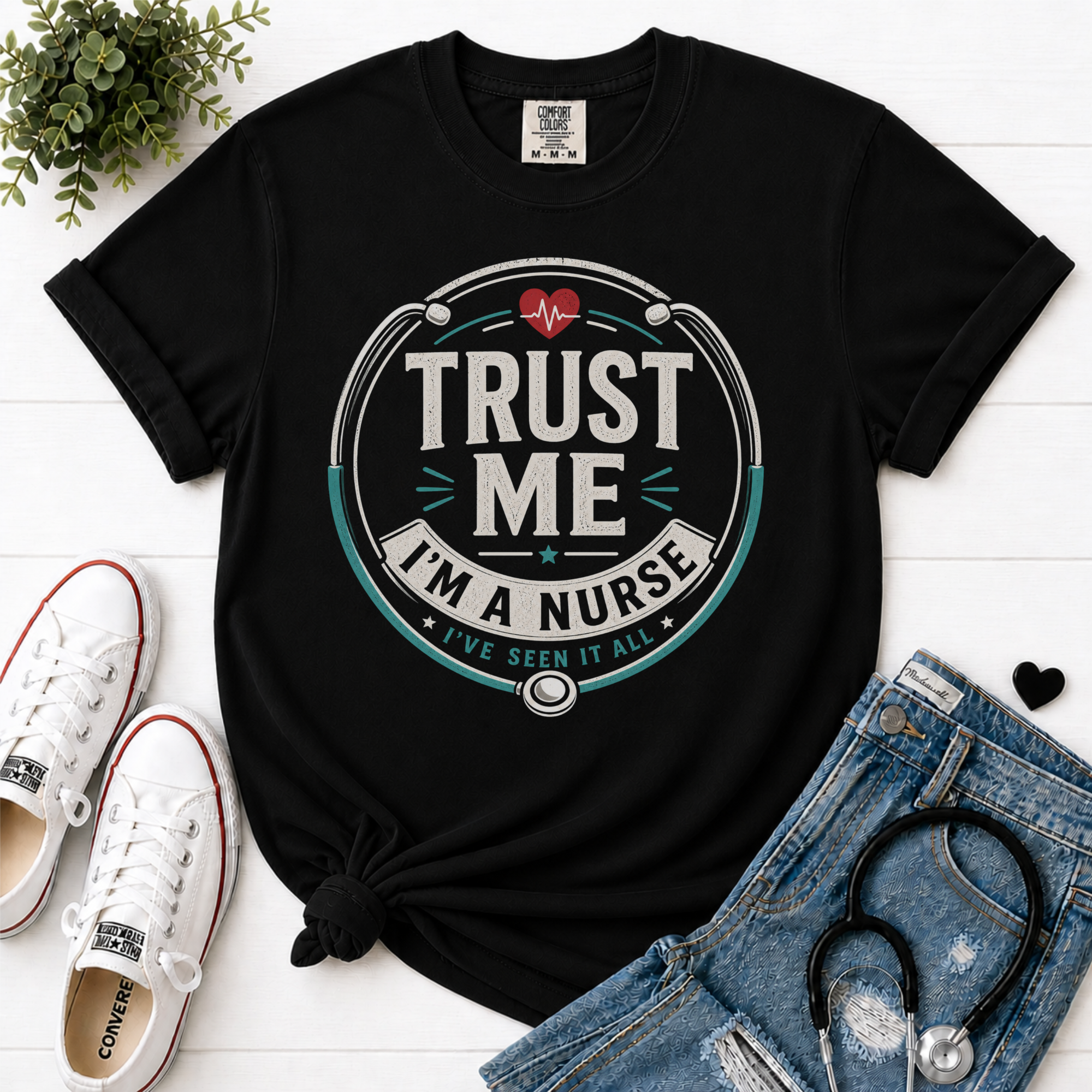 Trust Me Im a Nurse flatlay Black