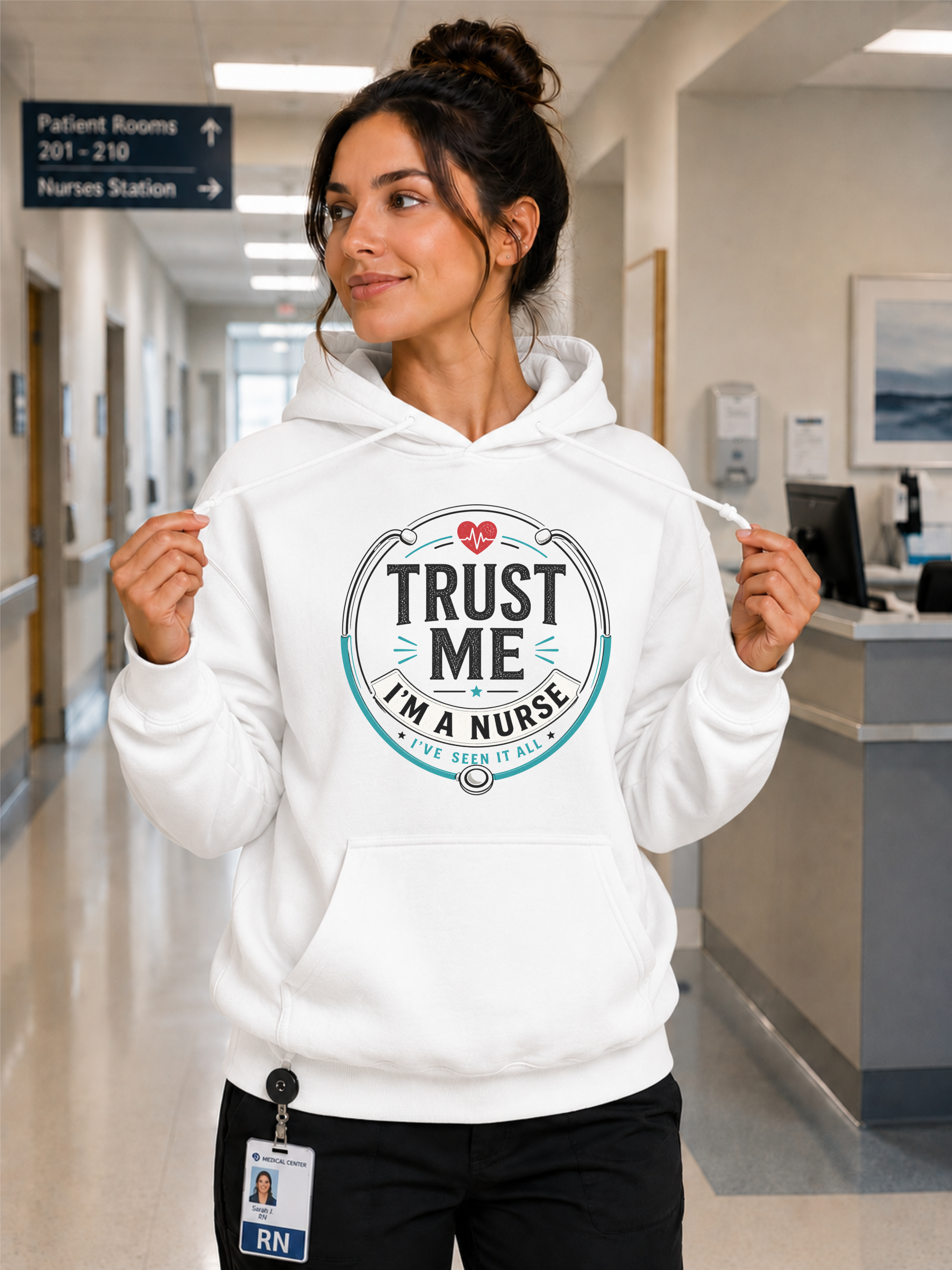 Trust Me I'm a Nurse Hoodie in White